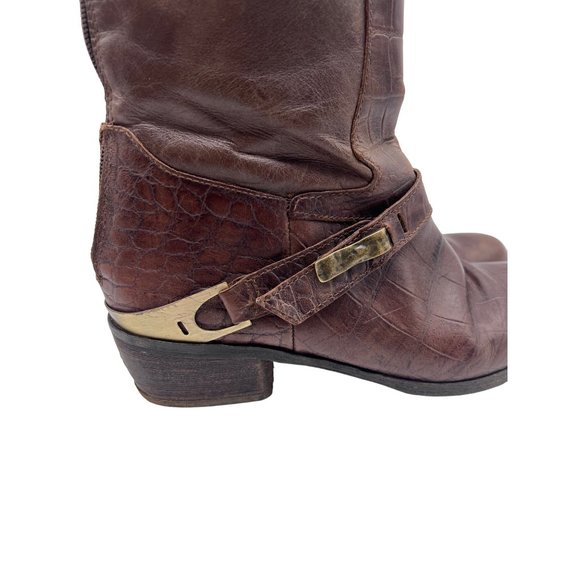 Sam Edelman Women’s size 7B Croc Embossed Leather back zip Boots - Picture 6 of 13